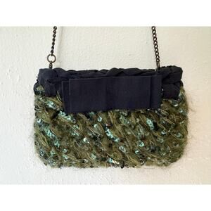 Rare Lorenza Gandaglia Sequin and Wool Clutch Purse Handmade In Italy